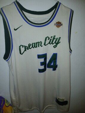 Nike Cream City Basketball Jersey - Cream, Green & Blue